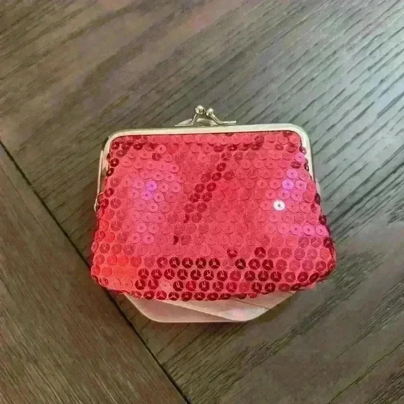 Caboodles hot pink small coin purse. Lined with black polka dots. - Picture 1 of 6